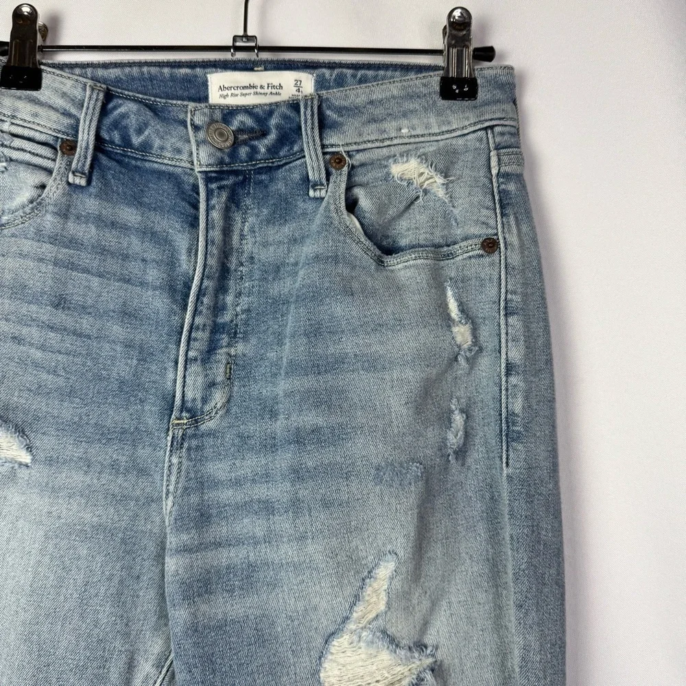 Abercrombie & Fitch High Rise Super Skinny Ankle Distressed Jeans 4
